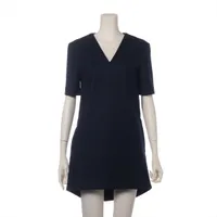 ヨーコチャン ウール×ナイロン ワンピース ネイビー