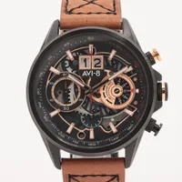 ノーブランド SS×革 QZ スケルトン文字盤