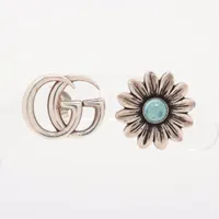 グッチ ダブルG フラワー 925×カラーストーン リング シルバー