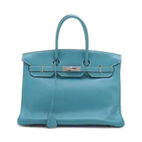 エルメス バーキン35 トリヨンクレマンス ブルージーン シルバー金具