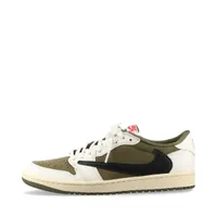 ナイキ×トラヴィススコット AIR JORDAN 1 LOW OG SP ヌバックレザー スニーカー ホワイト×カーキ ＡＢランク