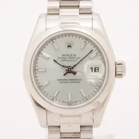 ロレックス デイトジャスト 179166 PT AT アイスブルー文字盤