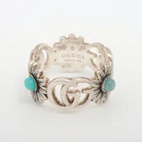 グッチ ダブルG フラワー 925×カラーストーン リング シルバー