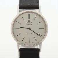 オメガ デヴィル SS×社外革 QZ シルバー文字盤