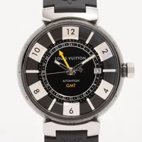 ルイ・ヴィトン タンブール Q1131 SS×ラバー AT 黒文字盤