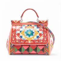 ドルチェ&ガッバーナ シシリー レザー 2WAYハンドバッグ マルチカラー ＡＢランク