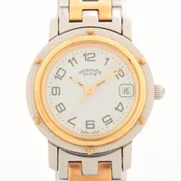 エルメス クリッパー CL4.220 SS×GP QZ 白文字盤