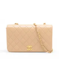 シャネル マトラッセ ラムスキン ベージュ ゴールド金具 ＡＢランク