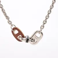 【大好評★】HERMES ネックレス ホーン シルバー☆ エルメス マイヨン メタル×バッファローホーン ネックレス