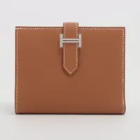 エルメス ベアンコンパクト ヴォーエプソン ゴールド シルバー金具 ＡＢランク