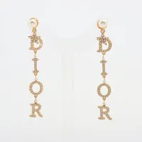 ディオール Dior Tribales  ディオール トライバル GP×ラインストーン×フェイクパール ピアス(両耳用) ゴールド ＡＢランク