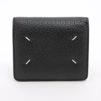 メゾンマルジェラ 4ステッチ レザー コンパクトウォレット ブラック ＡＢランク