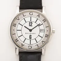 ブルガリ ソロテンポ ST35S SS×革 QZ 黒文字盤