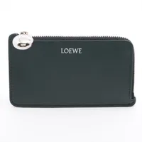 ロエベ ぺブル レザー フラグメントケース グリーン ＡＢランク