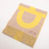 エルメス カシミヤ マフラー ベージュ×イエロー Ｓランク