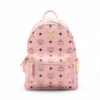 MCM ヴィセトス レザー×スタッズ バックパック/リュック ピンク