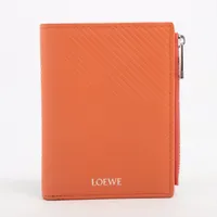 ロエベ バイフォールド ウォレット テクスチャード クラシックカーフ レザー コンパクトウォレット オレンジ ＡＢランク