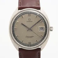 オメガ シーマスター コスミック 166026-T00L107 SS×社外革 手巻き シルバー文字盤