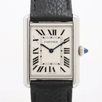カルティエ タンクマストLM WSTA0041 SS×革 QZ シルバー文字盤