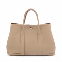 エルメス ガーデンパーティ30 TPM ブッフルシンドゥ ベージュ シルバー金具 ＡＢランク
