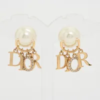 ディオール Dior Tribales  ディオール トライバル GP×ラインストーン×フェイクパール ピアス(両耳用) ゴールド ＡＢランク