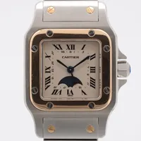 カルティエ サントスガルベ ムーンフェイズ W20008C4 SS×YG QZ アイボリー文字盤