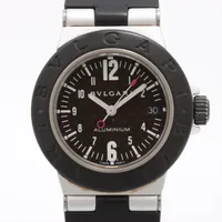 ブルガリ アルミニウム AL29TA AL×ラバー QZ 黒文字盤