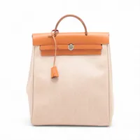エルメス エールバッグアドPM トワルアッシュ×レザー ベージュ シルバー金具 ＡＢランク