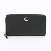 グッチ GGマーモント 456117 レザー ラウンドジップウォレット ブラック ＡＢランク
