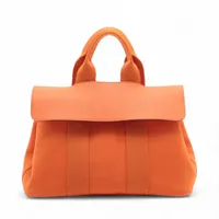 エルメス ヴァルパライソPM トワルシェブロン オレンジ シルバー金具 ＡＢランク