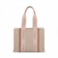 クロエ ウッディ ミディアム キャンバス トートバッグ ベージュ ＡＢランク