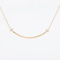 ティファニー Tスマイル スモール ダイヤ ネックレス 750(WG) Aランク