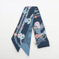 エルメス ツイリー BRIDES DE GALA EN FLEURS ブリッドドゥガラアンフルール シルク スカーフ ブルー Ａランク