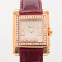 ショパール ハッピースポーツ スクエアミニ 275349-5003 PG×革 QZ シェル文字盤