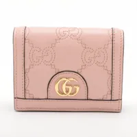 グッチ GGマトラッセ 723786 レザー コンパクトウォレット ピンク ＡＢランク