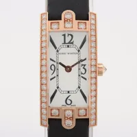 ハリーウィンストン アヴェニューCミニ AVCQHM16RR017 PG×革 QZ シェル文字盤