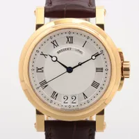 ブレゲ マリーン2 ラージデイト 5817BA/12/9V8 YG×革 AT シルバー文字盤