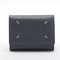 メゾンマルジェラ 4ステッチ レザー コンパクトウォレット グレー ＡＢランク
