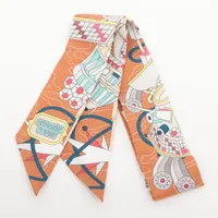 エルメス ツイリー HERMES SCARF ODYSSEY シルク スカーフ ブラウン Ａランク