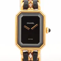 シャネル プルミエールXL GP×革 QZ 黒文字盤