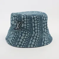 ヴィトン LV×YK バケットハット パンプキンデニム M7066M コットン バケットハット ブルー ＡＢランク