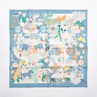 エルメス カレ90 PRECIOUS PARADISE プレシャスパラダイス シルク スカーフ ブルー ＳＡランク