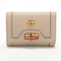 グッチ ダイアナ バンブー 658634 レザー 財布 ベージュ Ａランク