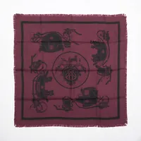 エルメス カレ80 Ex-Libris Fringe エクスリブリスフリンジ シルク スカーフ パープル ＡＢランク