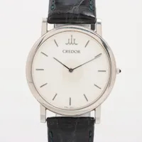 セイコー クレドール 8J80-0AB0 PT×社外革 QZ シルバー文字盤