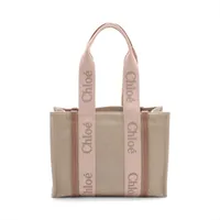 クロエ ウッディ ミディアム キャンバス トートバッグ ベージュ ＡＢランク