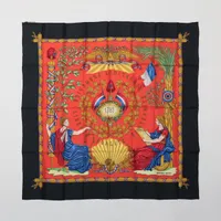 エルメス カレ90 LIBERTE EGALITE FRATERNITE REPUBLIQUE FRANCAISE 1789年 フランス革命を記念して シルク スカーフ ブラック ＡＢランク