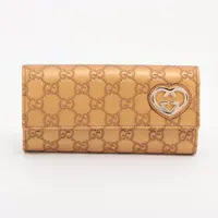グッチ グッチシマ 245728 レザー 財布 ゴールド Ａランク
