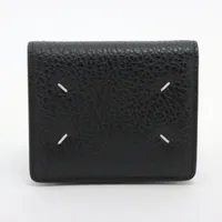 メゾンマルジェラ 4ステッチ レザー コンパクトウォレット ブラック ＡＢランク