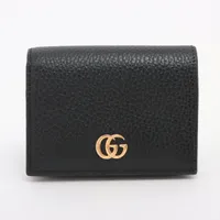 グッチ GGマーモント 456126 レザー コンパクトウォレット ブラック